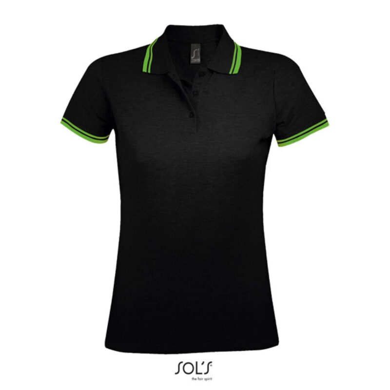 so00578-black_lime-a1 SOL'S Γυναικείο Πόλο - PASADENA SHIRT - Μαύρο/Λαχανί
