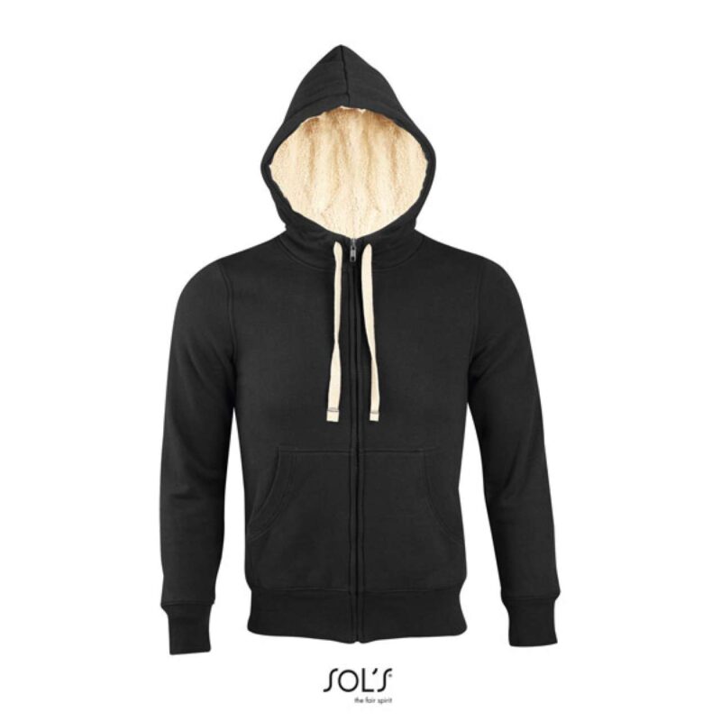 so00584-black-a1 SOL'S SHERPA - UNISEX ZIPPED JACKET WITH SHERPA LINING "SHERPA" LINING - Μαύρο