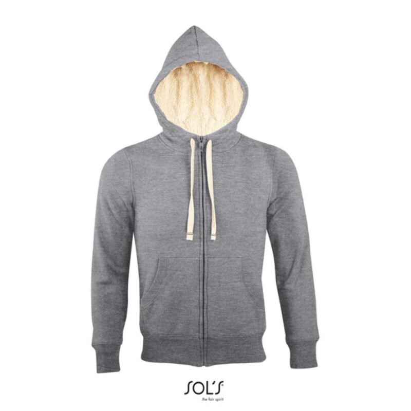 so00584-grey_melange-a1 SOL'S SHERPA - UNISEX ZIPPED JACKET WITH SHERPA LINING "SHERPA" LINING - 85% Βαμβάκι/15% Βισκόζη
