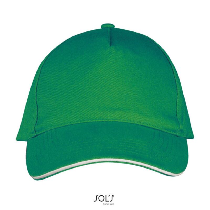 so00594-kelly_green_white-a1 SOL'S BEACH 5 PANEL LONG CAP - πράσινο Kelly/λευκό