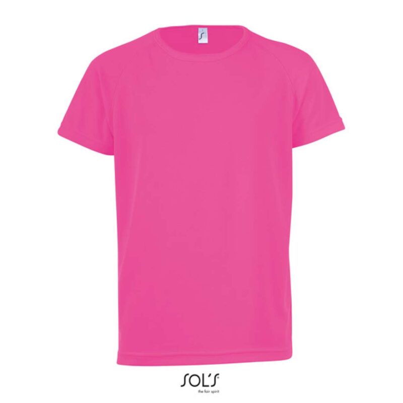 so01166-neon_pink_2-a1 SOL'S SPORTY KIDS' - RAGLAN-SLEEVED T-SHIRT - Neon Pink 2