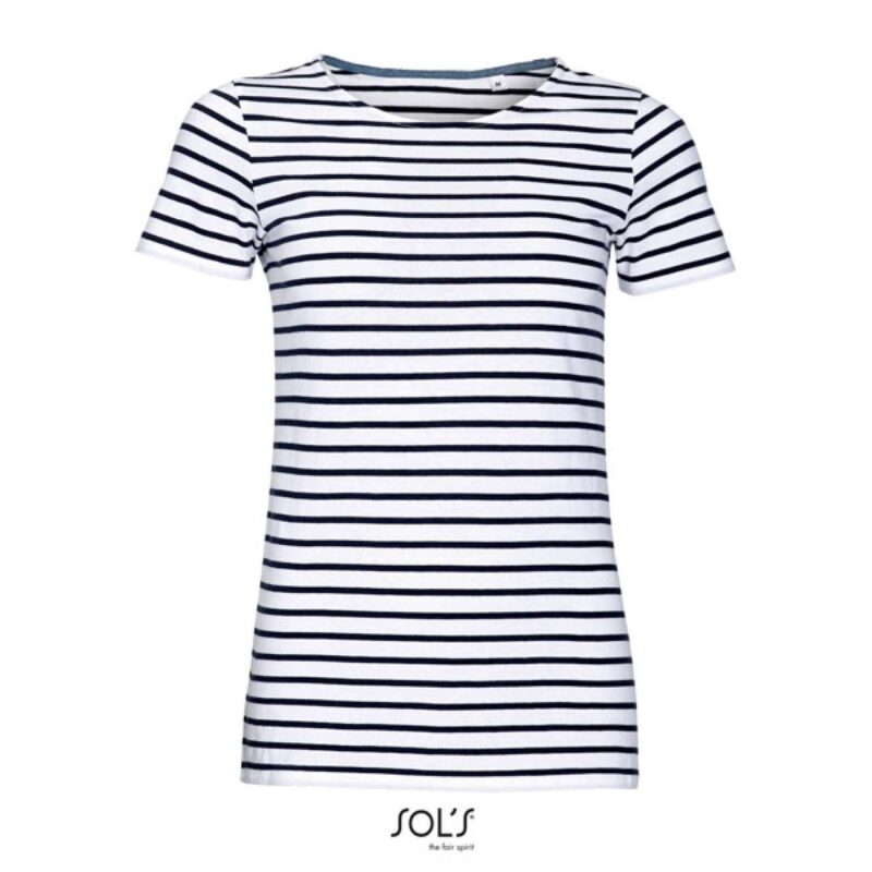 SOL'S MILES - STRIPED T-SHIRT WOMEN ROUND NECK - Λευκό/Ναυτικό