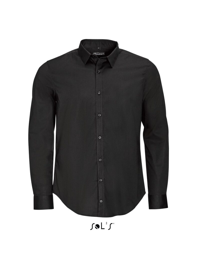 so01426-black-a SOL'S BLAKE STRETCH - MEN LONG SLEEVE SHIRT - Μαύρο