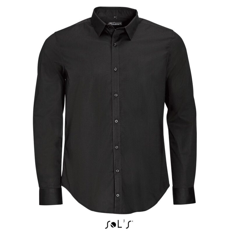 so01426-black-a SOL'S BLAKE STRETCH - MEN LONG SLEEVE SHIRT - Μαύρο