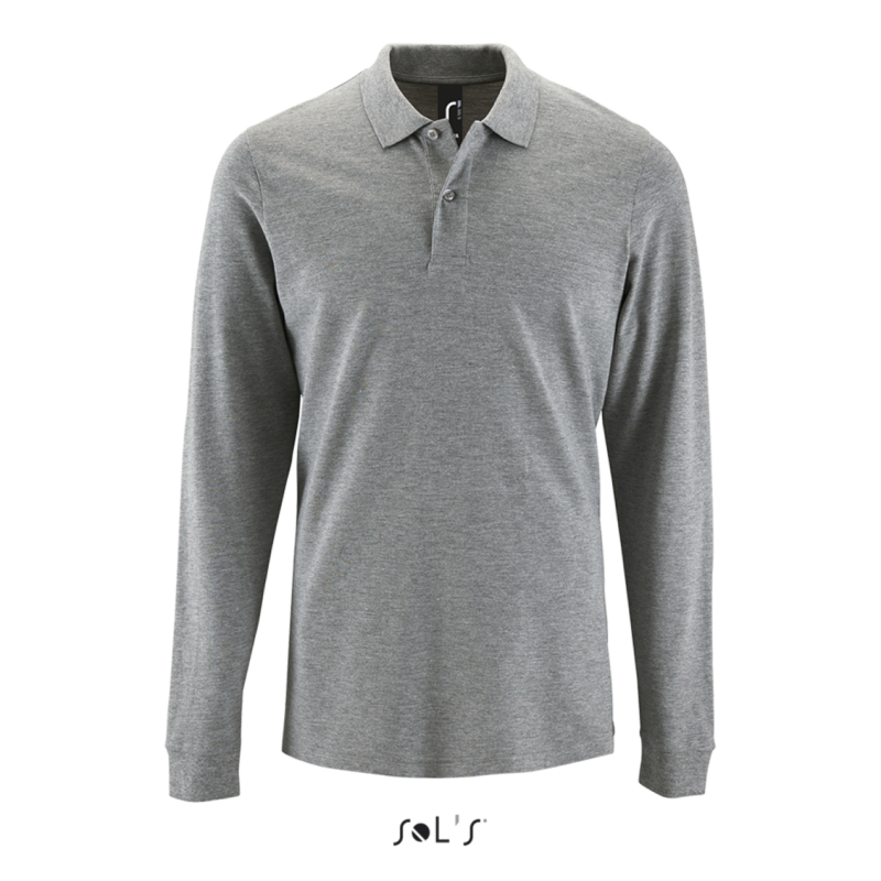 so02087-grey_melange-a1 SOL'S PERFECT LSL MEN - LONG-SLEEVE PIQUÉ POLO SHIRT - 85% Βαμβάκι/15% Βισκόζη