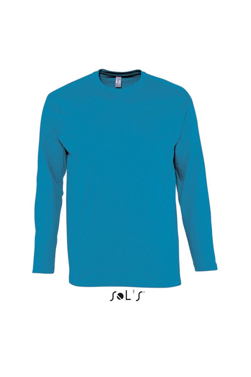 so11420-aqua-a SOL'S T-SHIRT MONARCH ΑΝΔΡΙΚΟ ΜΑΚΡΥΜΑΝΙΚΟ ΜΕ ΣΤΡΟΓΓΥΛΗ ΛΑΙΜΟΚΟΨΗ - Θαλασσί