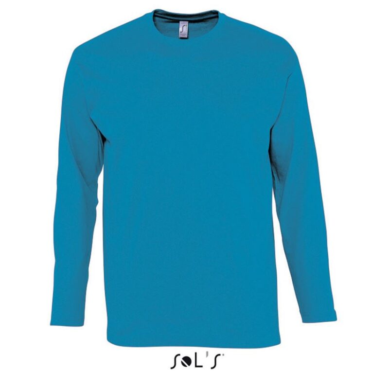so11420-aqua-a SOL'S T-SHIRT MONARCH ΑΝΔΡΙΚΟ ΜΑΚΡΥΜΑΝΙΚΟ ΜΕ ΣΤΡΟΓΓΥΛΗ ΛΑΙΜΟΚΟΨΗ - Θαλασσί