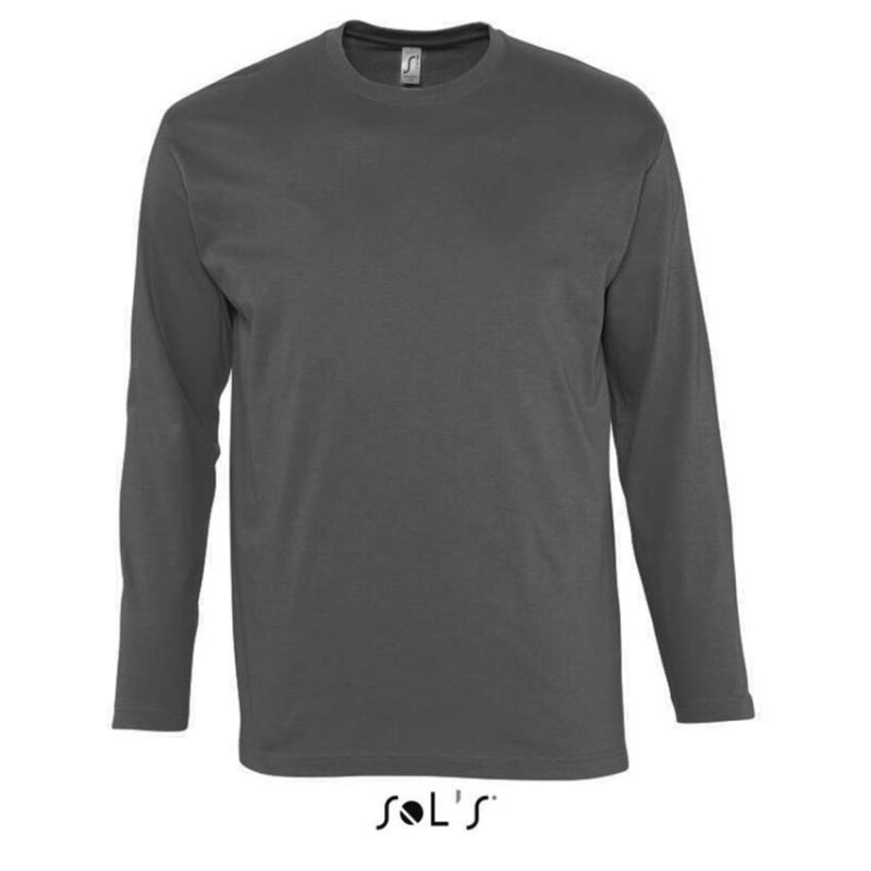 SOL'S T-SHIRT MONARCH ΑΝΔΡΙΚΟ ΜΑΚΡΥΜΑΝΙΚΟ ΜΕ ΣΤΡΟΓΓΥΛΗ ΛΑΙΜΟΚΟΨΗ - Σκούρο Γκρι