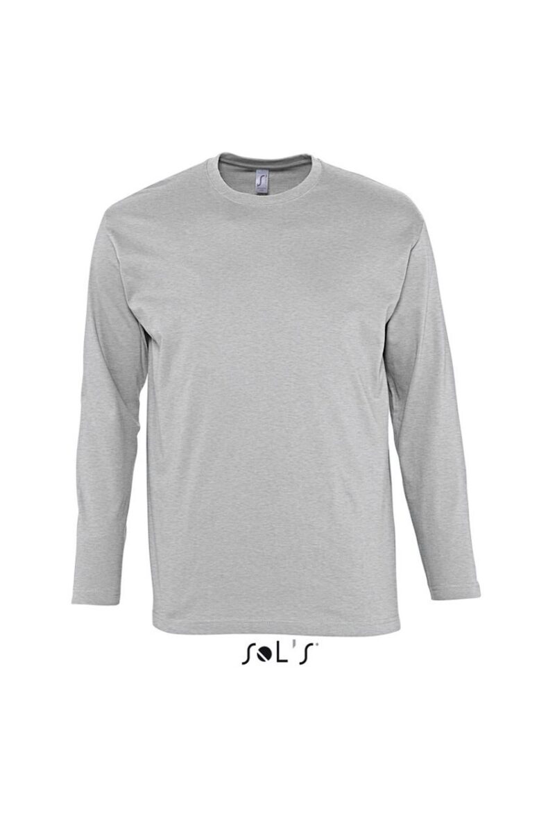 so11420-grey_melange-a SOL'S T-SHIRT MONARCH ΑΝΔΡΙΚΟ ΜΑΚΡΥΜΑΝΙΚΟ ΜΕ ΣΤΡΟΓΓΥΛΗ ΛΑΙΜΟΚΟΨΗ - 85% Βαμβάκι/15% Βισκόζη
