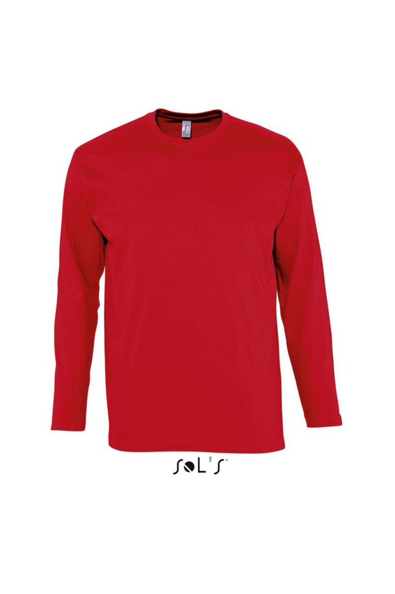 so11420-red-a SOL'S T-SHIRT MONARCH ΑΝΔΡΙΚΟ ΜΑΚΡΥΜΑΝΙΚΟ ΜΕ ΣΤΡΟΓΓΥΛΗ ΛΑΙΜΟΚΟΨΗ - Κόκκινο