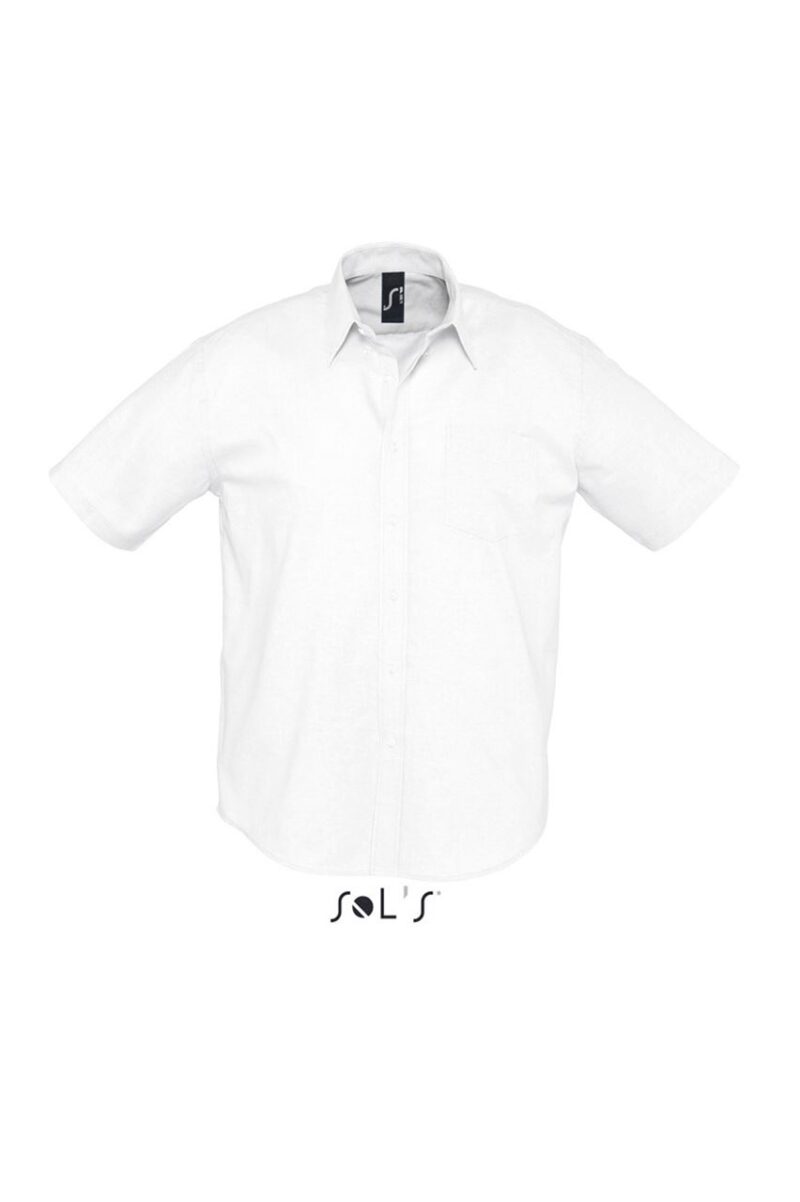 so16010-white-a SOL'S BRISBANE - SHORT SLEEVE OXFORD MEN'S SHIRT - Λευκό