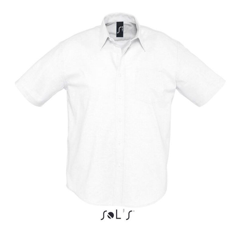 so16010-white-a SOL'S BRISBANE - SHORT SLEEVE OXFORD MEN'S SHIRT - Λευκό