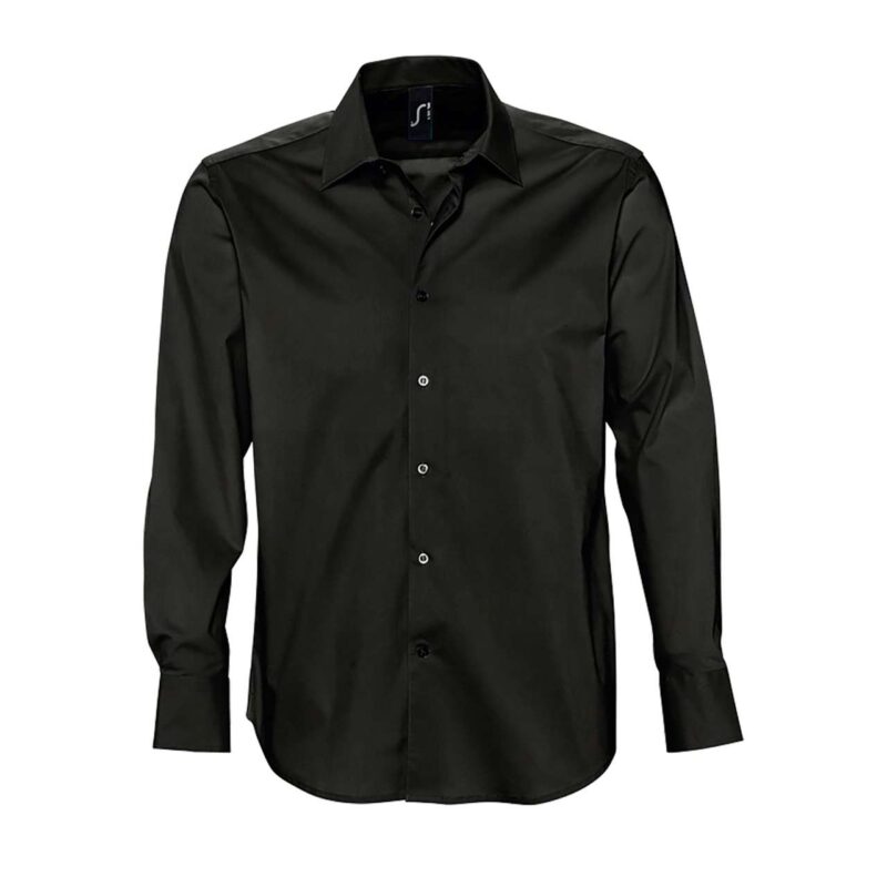 so17000-black-a1 SOL'S SHIRT BRIGHTON για MEN - LONG STRETCH SLEEVE - Μαύρο