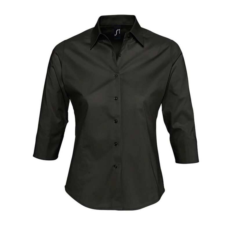 STRETCH WOMEN - 3/4 SLEEVE SHIRT SOL'S EFFECT - Μαύρο