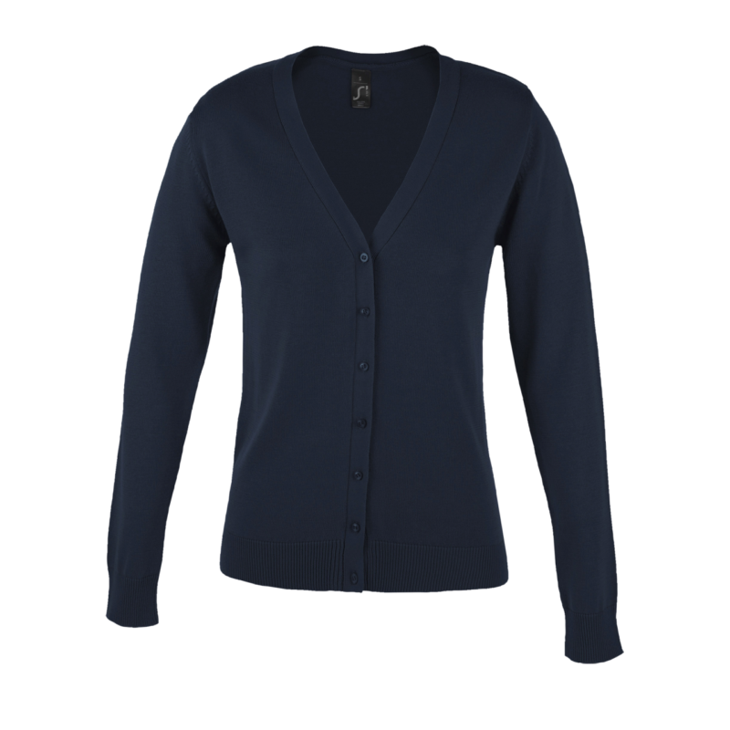 so90012-navy-a1 SOL'S WOMEN CARDIGAN - V-NECK KNITTED GOLDEN - Μπλε μαρίν