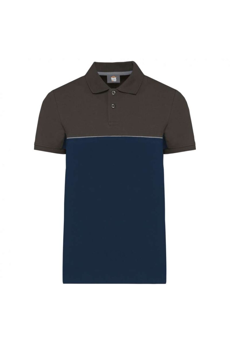 Designed To Work UNISEX ECO-FRIENDLY TWO-TONE SHORT SLEEVE POLO SHIRT - Navy/Dark Grey