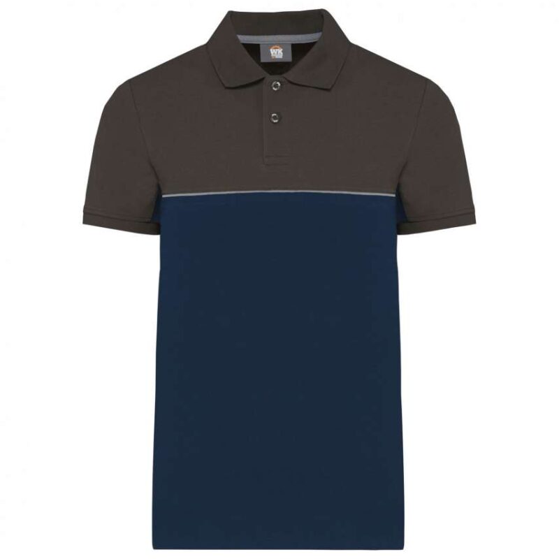 Designed To Work UNISEX ECO-FRIENDLY TWO-TONE SHORT SLEEVE POLO SHIRT - Navy/Dark Grey
