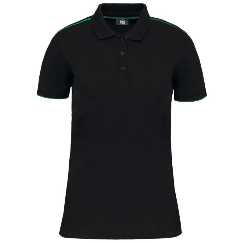 wk271-blackkelly_green-a1 Designed To Work LADIES' SHORT-SLEEVED CONTRASTING DAYTODAY SHIRT POLO - Black/Kelly Green