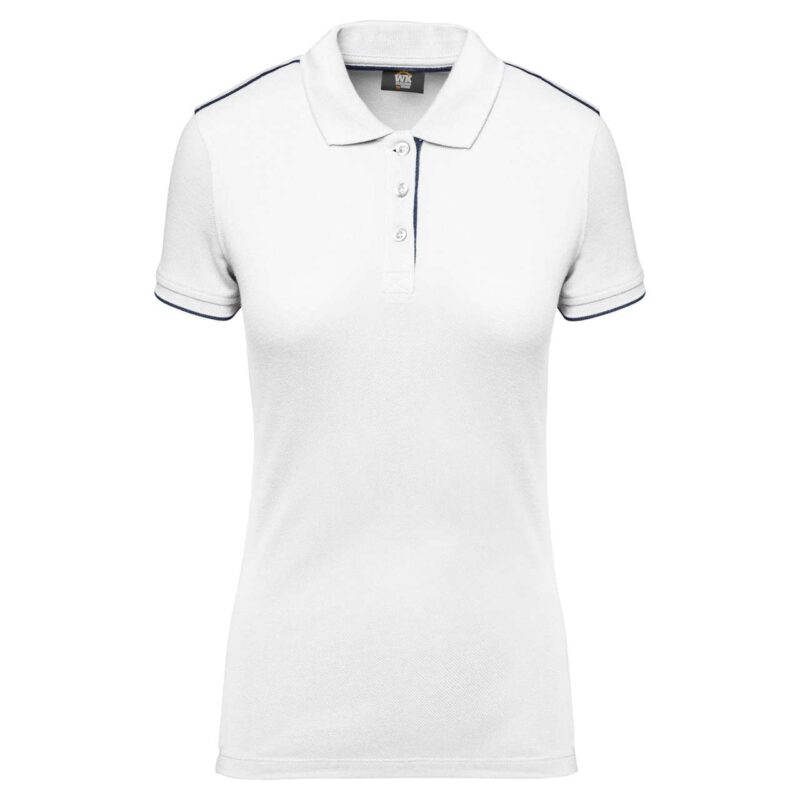 wk271-white_navy-a1 Designed To Work LADIES' SHORT-SLEEVED CONTRASTING DAYTODAY SHIRT POLO - Λευκό/Ναυτικό