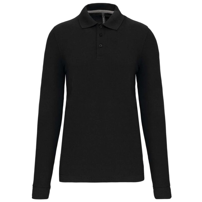Designed To Work MEN'S LONG-SLEEVED POLO SHIRT - Μαύρο