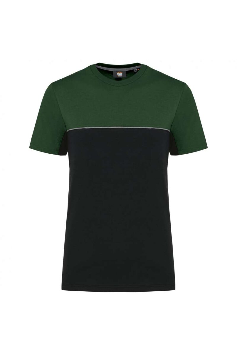 wk304-blackforest_green-a1 Designed To Work UNISEX ECO-FRIENDLY SHORT SLEEVE TWO-TONE T-SHIRT - Black/Forest Green