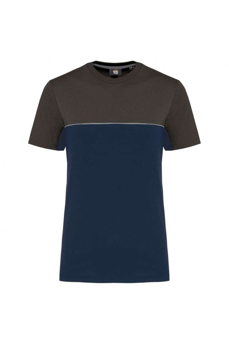 wk304-navy_dark_grey-a1 Designed To Work UNISEX ECO-FRIENDLY SHORT SLEEVE TWO-TONE T-SHIRT - Navy/Dark Grey