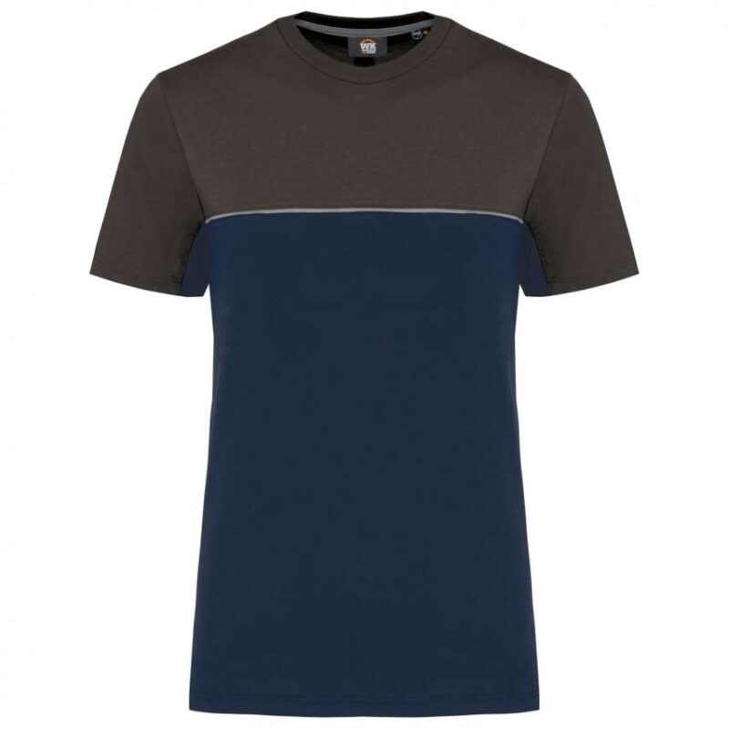Designed To Work UNISEX ECO-FRIENDLY SHORT SLEEVE TWO-TONE T-SHIRT - Navy/Dark Grey