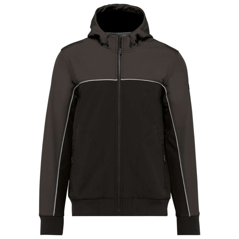 wk450-black_dark_grey-a1 Designed To Work UNISEX 3-LAYER TWO-TONE BIONIC SOFTSHELL JACKET - Black/Forest Green