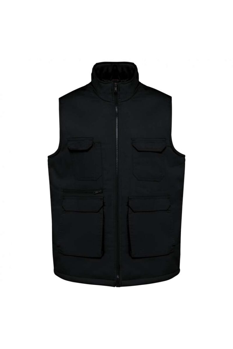 wk607-black-a1 Designed To Work UNISEX PADDED MULTI-POCKET POLYCOTTON VEST - Μαύρο
