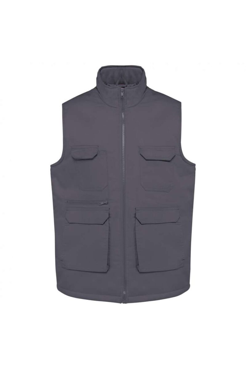 wk607-convoy_grey-a1 Designed To Work UNISEX PADDED MULTI-POCKET POLYCOTTON VEST - Convoy Grey