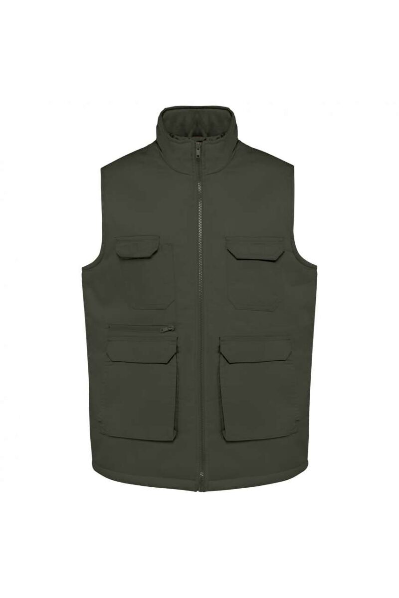Designed To Work UNISEX PADDED MULTI-POCKET POLYCOTTON VEST - Σκούρο Χακί