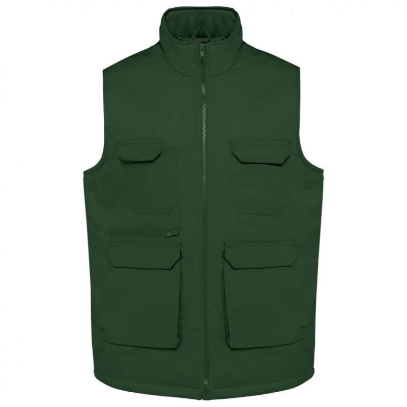 wk607-forest_green-a1 Designed To Work UNISEX PADDED MULTI-POCKET POLYCOTTON VEST - Πράσινο του δάσους