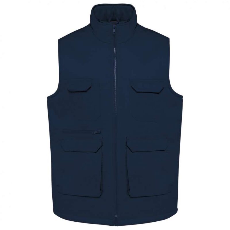 wk607-navy-a1 Designed To Work UNISEX PADDED MULTI-POCKET POLYCOTTON VEST - Μπλε μαρίν