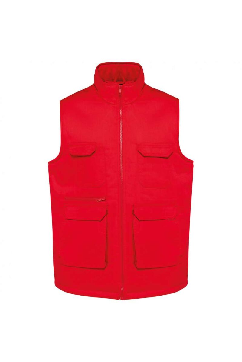 Designed To Work UNISEX PADDED MULTI-POCKET POLYCOTTON VEST - Κόκκινο