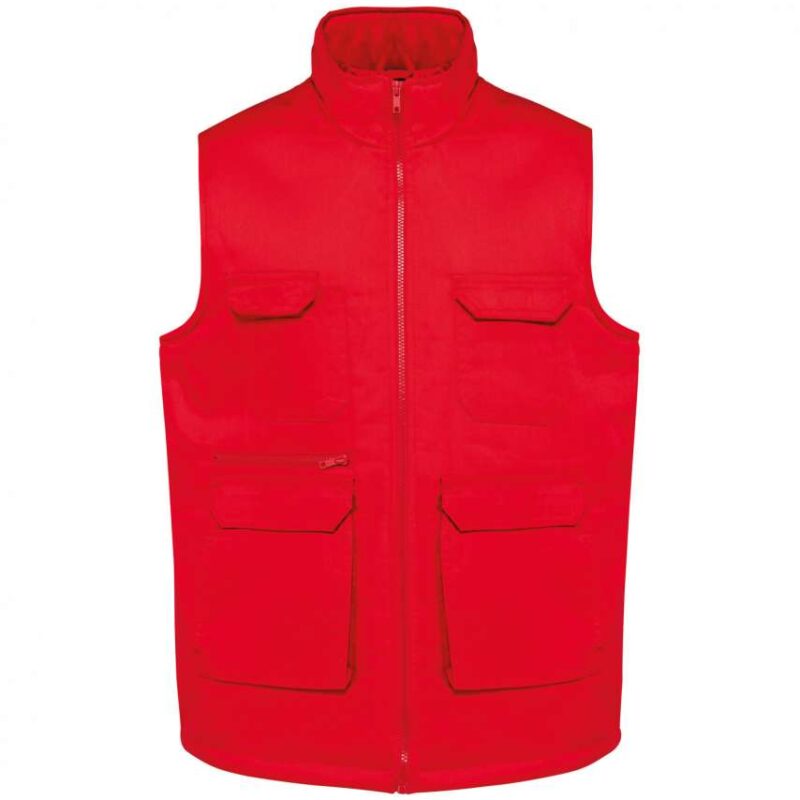 wk607-red-a1 Designed To Work UNISEX PADDED MULTI-POCKET POLYCOTTON VEST - Κόκκινο