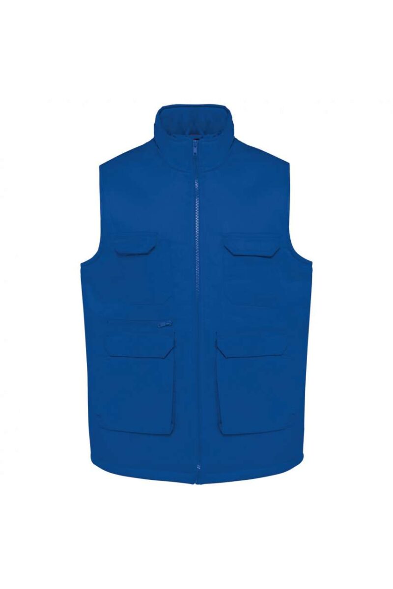 wk607-royal_blue-a1 Designed To Work UNISEX PADDED MULTI-POCKET POLYCOTTON VEST - Βασιλικό μπλε