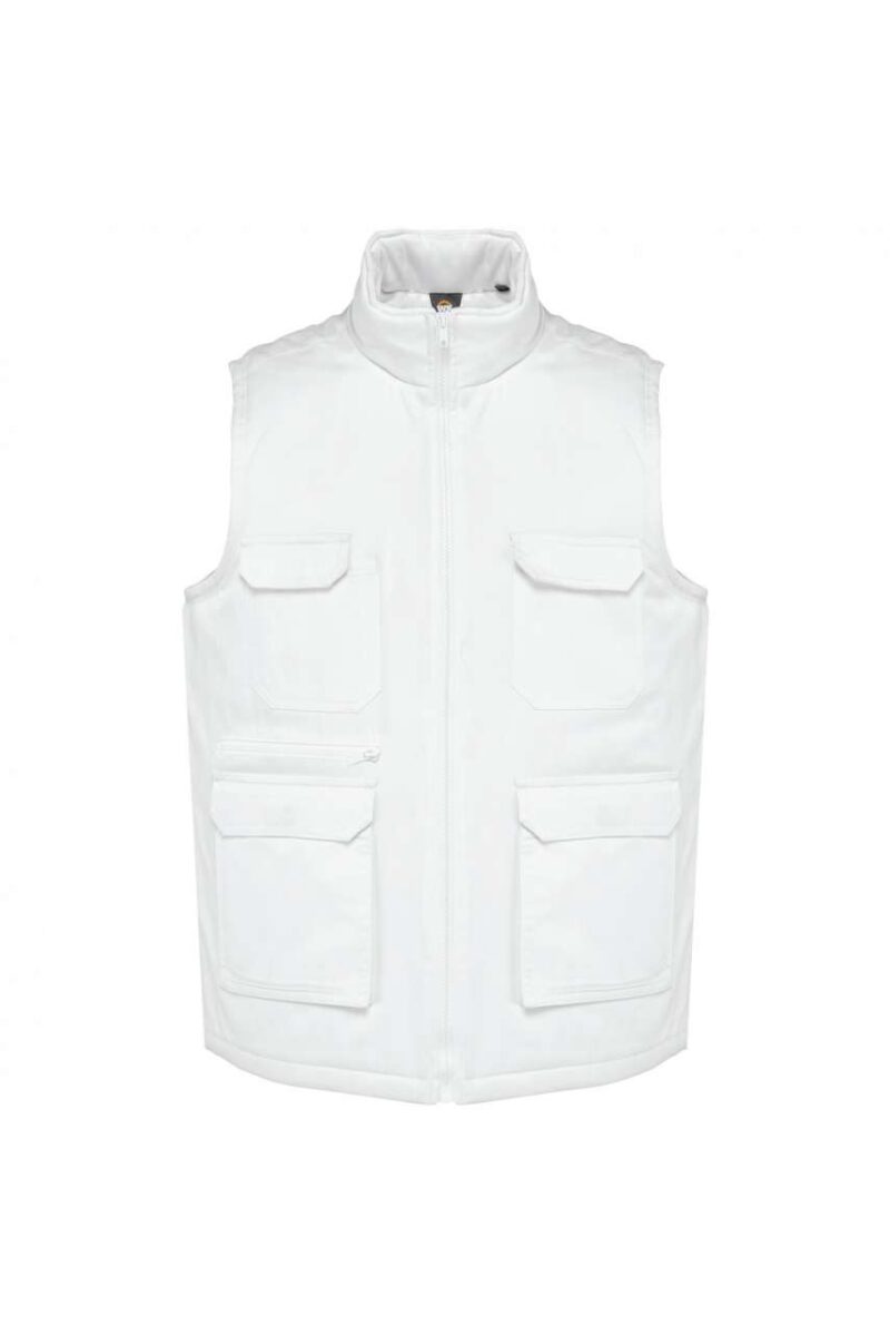 wk607-white-a1 Designed To Work UNISEX PADDED MULTI-POCKET POLYCOTTON VEST - Λευκό