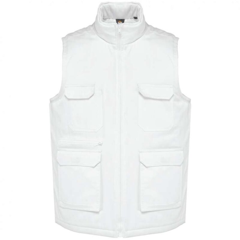 wk607-white-a1 Designed To Work UNISEX PADDED MULTI-POCKET POLYCOTTON VEST - Λευκό
