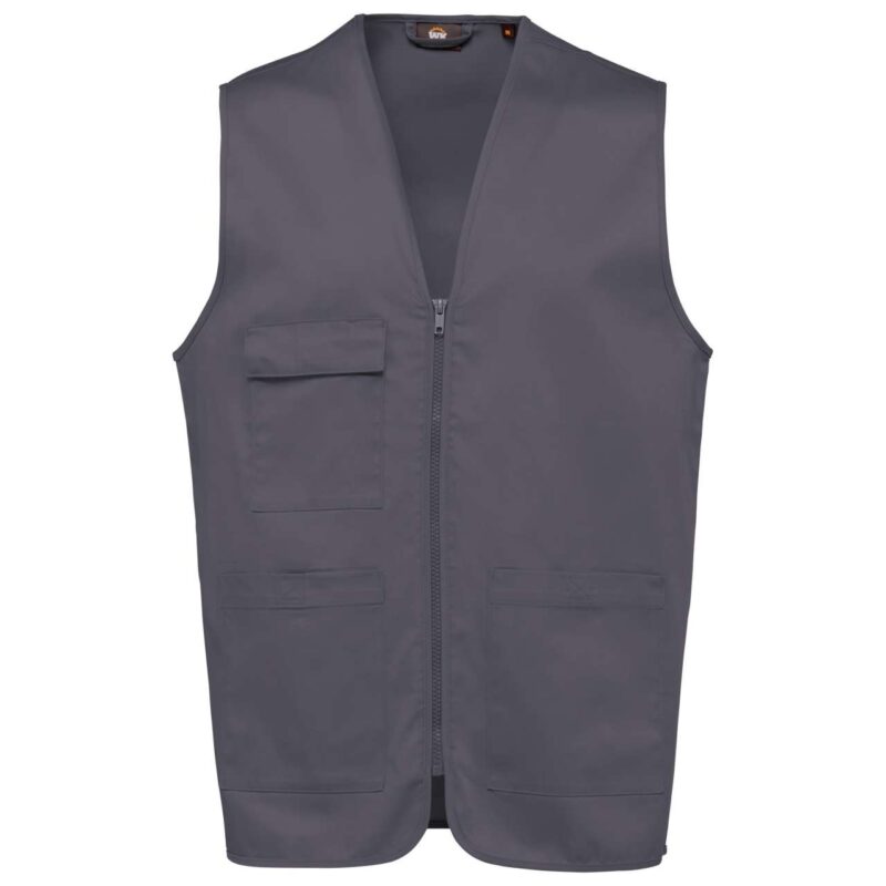 wk608-convoy_grey-a1 Designed To Work UNISEX POLYCOTTON MULTI-POCKET VEST - Convoy Grey