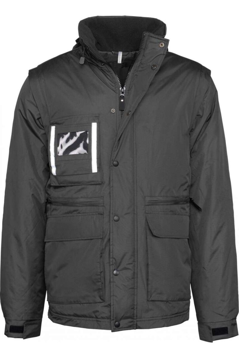 Designed To Work DETACHABLE-SLEEVED WORKWEAR PARKA - Μαύρο