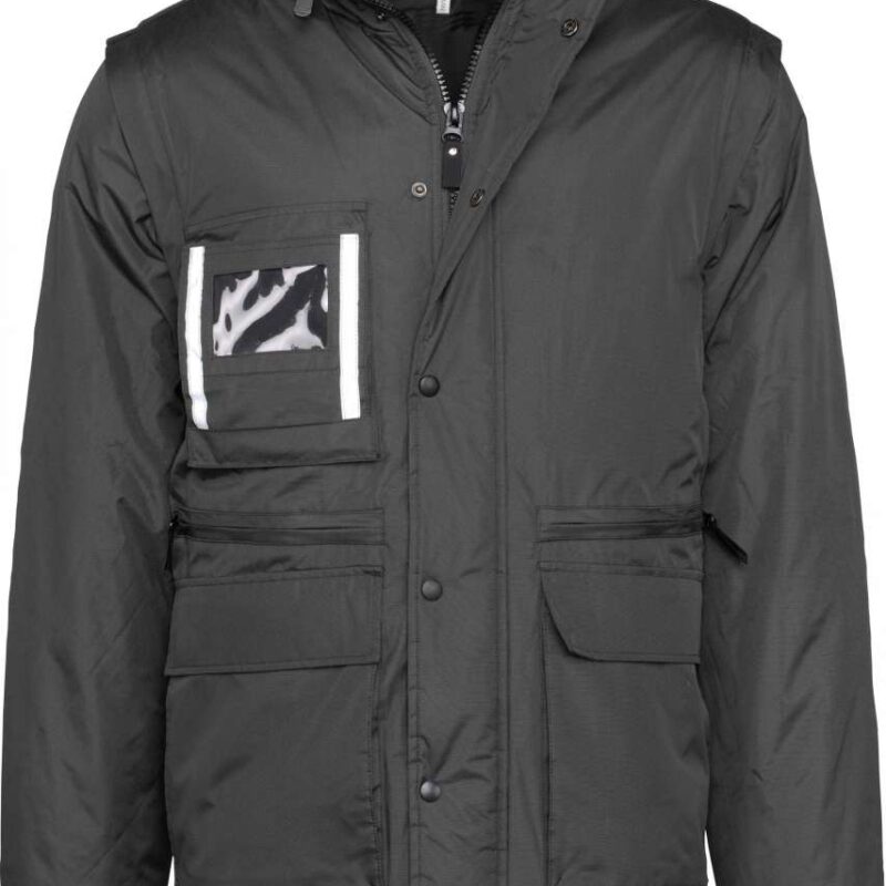 wk6106-black-a1 Designed To Work DETACHABLE-SLEEVED WORKWEAR PARKA - Μαύρο