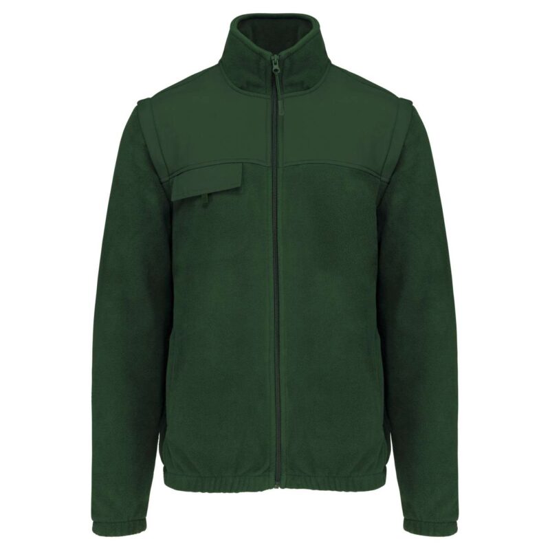 Designed To Work FLEECE JACKET WITH REMOVABLE SLEEVES - Πράσινο του δάσους