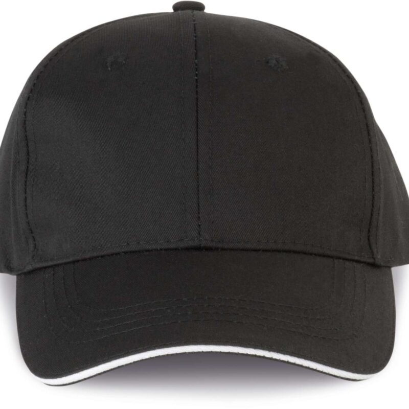 Designed To Work K-UP K-UP 6 PANELS SANDWICH PEAK CAP OEKOTEX CERTIFIED - Μαύρο και Λευκό