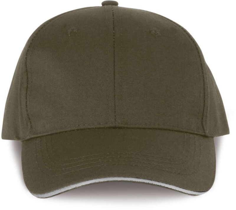 wkp145-khakilight_grey-a1 Designed To Work K-UP K-UP 6 PANELS SANDWICH PEAK CAP OEKOTEX CERTIFIED - Khaki/Light Grey