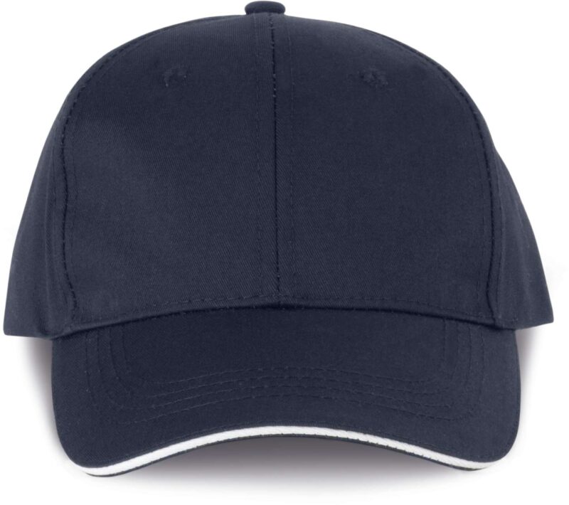 wkp145-navy_white-a1 Designed To Work K-UP K-UP 6 PANELS SANDWICH PEAK CAP OEKOTEX CERTIFIED - Μπλε μαριν/Λευκό