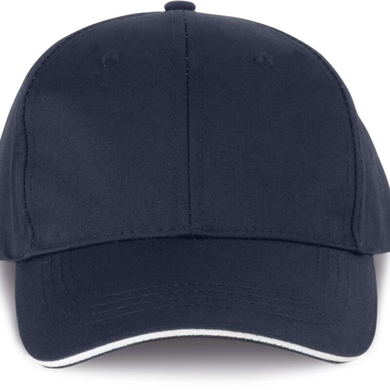 wkp145-navy_white-a1 Designed To Work K-UP K-UP 6 PANELS SANDWICH PEAK CAP OEKOTEX CERTIFIED - Μπλε μαριν/Λευκό