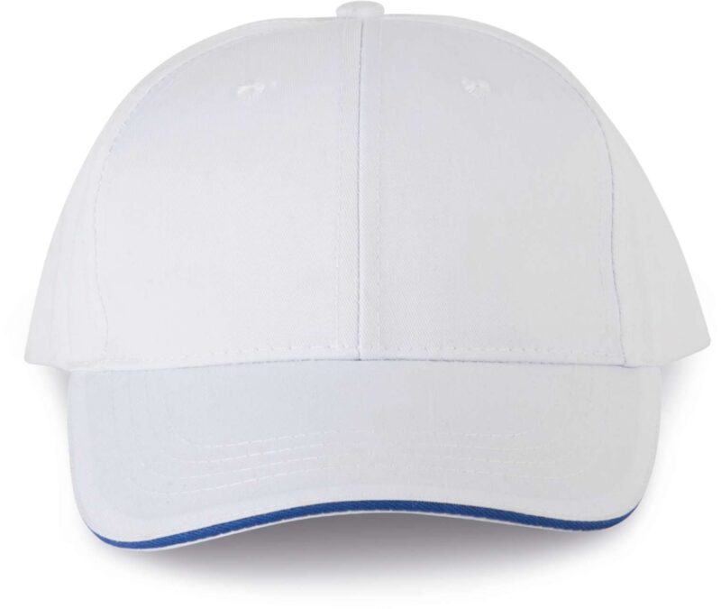 wkp145-white_royal_blue-a1 Designed To Work K-UP K-UP 6 PANELS SANDWICH PEAK CAP OEKOTEX CERTIFIED - Λευκό/Βασιλικό Μπλε