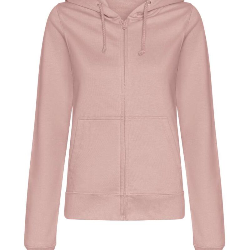 awjh050f-dusty_pink-a1 Just Hoods WOMEN'S COLLEGE ZOODIE - Dusty Pink