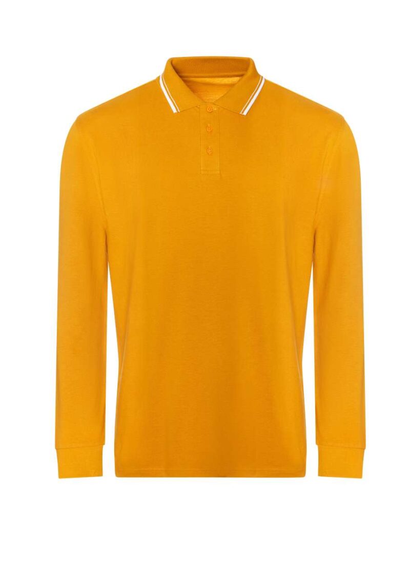 Just Polos Long Sleeve Polo 100 Tipped - Mustard/White