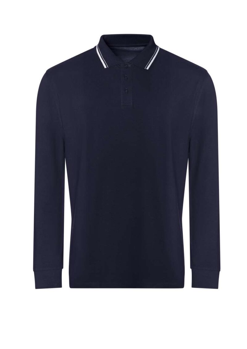 Just Polos Long Sleeve Polo 100 Tipped - Oxford Navy/White